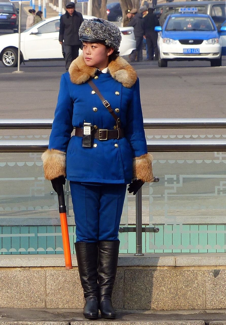 North Korea traffic woman